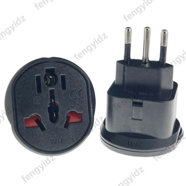 Fengyidz Universal Reiseadapter für Brasilien, 3-polig, Schwarz - Bild 1