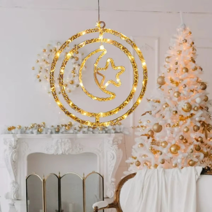 Peach Forest LED Weihnachtsbeleuchtung Stern und Mond zum Aufhängen, Höhe: 32 cm - Bild 3