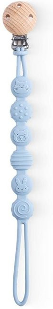 Binchi Outdoor Product Schnullerclip für Kinder aus Buchenholz und Silikon in Blau - Bild 1