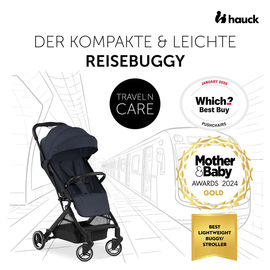 Hauck Reisebuggy und Sportwagen Travel N Care mit Buggy-Lenkrad in Navy Blue, faltbar mit Schwenkrädern und Federung - Bild 2