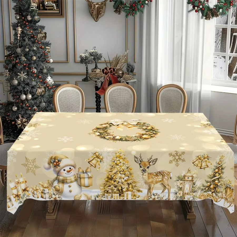 VIKAMA Tischdekoration Schneemann-Design in Silber und Beige, rechteckig und wasserdicht, ideal für Weihnachten und Silvester - Bild 4