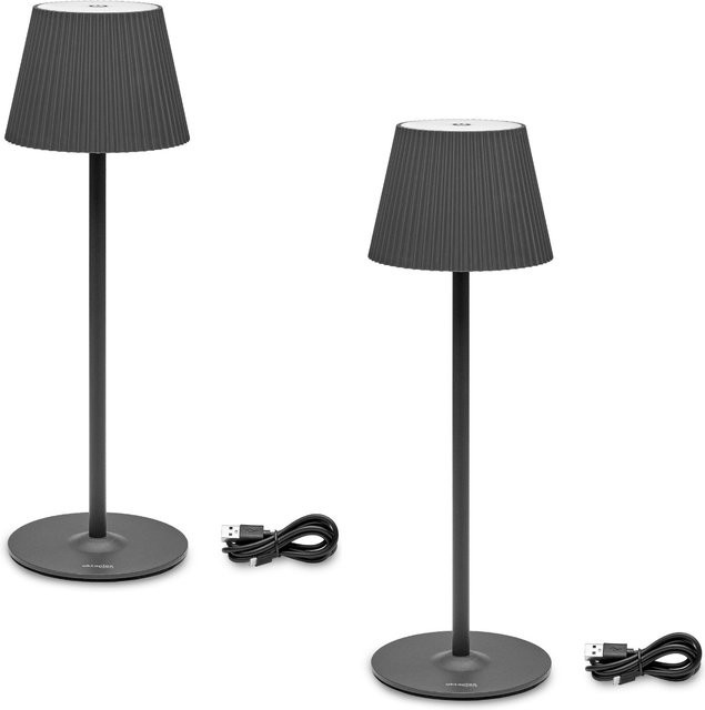 Oktaplex Vero 2er Set Akku Tischlampen dimmbar IP54 mit LED Warmweiß in Grau - Bild 1