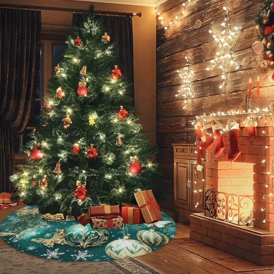 VIKAMA Weihnachtsbaumrock und Bodenmatte mit klassischem floralem Design für drinnen und draußen - Bild 3