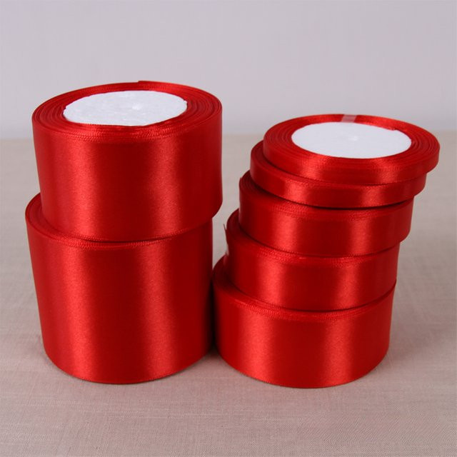 Wusmart Satinband Rot einseitig zum Basteln und für Geschenkverpackungen in verschiedenen Breiten von 6 mm bis 50 mm - Bild 1