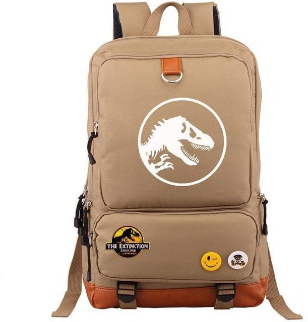 3-teiliges Jurassic World Schulrucksack-Set aus Oxford-Stoff in Beige mit Schultasche und Federmäppchen - Bild 1