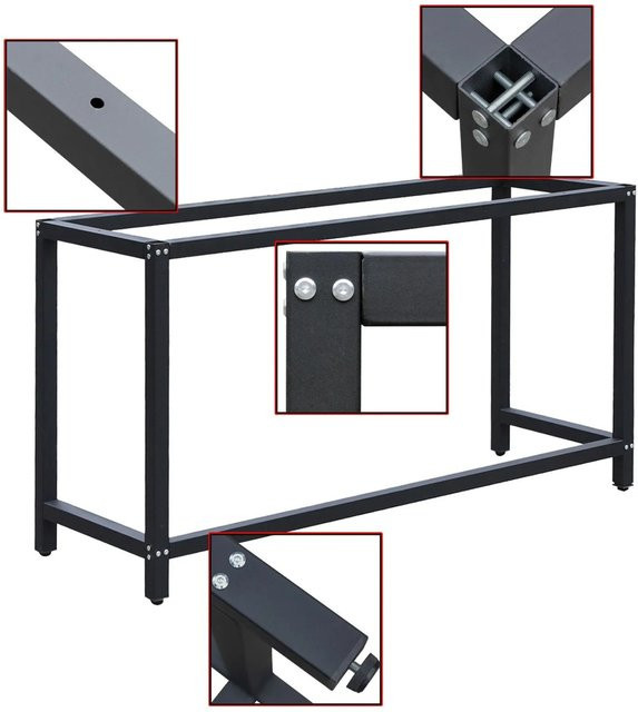 Wiltec Werkbankgestell in Schwarz, B/T/H: 125 x 50 x 80 cm - Bild 1