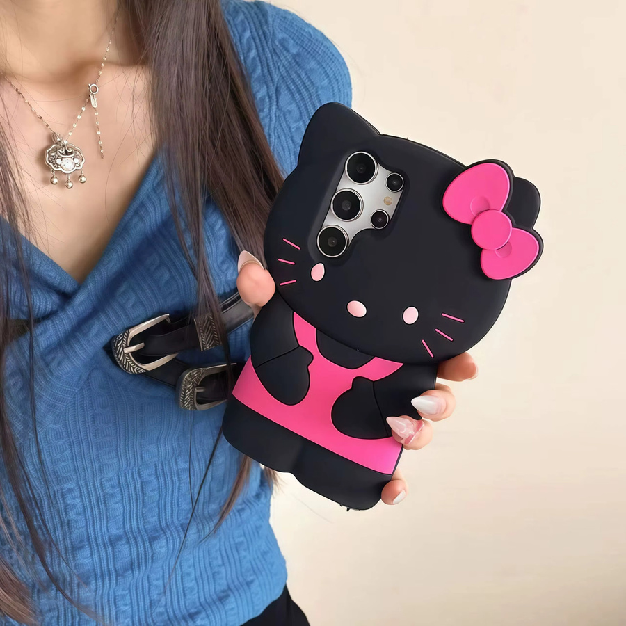Kawaii Hello Kitty Silikonhülle für Samsung Galaxy S25 S24 S23 S22 Ultra Plus S21 S20 FE A55 A54 A36 A16 A15 in Weiß - Bild 2