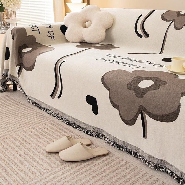 Super Six Chenille-Sofabezug mit floralem Muster, rutschfest und kratzfest, B/T: 180 x 130 cm - Bild 1