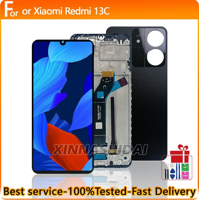 Xiaomi Redmi 13C Ersatz LCD-Display mit 6,74 Zoll TFT Touchscreen und Rahmen in Schwarz - Bild 1