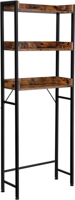 Vasagle Badezimmerregal mit 3 Ebenen in Braun-Schwarz, B/T/H: 63 x 25 x 165 cm - Bild 1