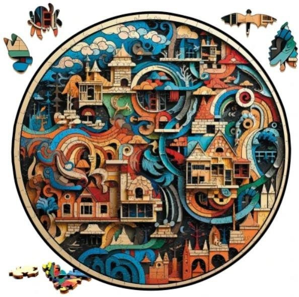 Yiran toy Erdlandschaft Rundes Puzzle, Holz, ab 12 Jahre - Bild 1