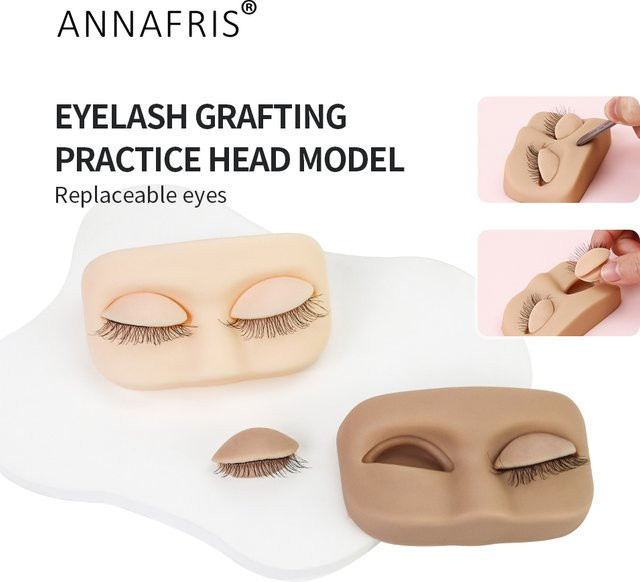 ANNAFRIS Kopfschaufensterpuppe zum Üben der Wimpern, Mini-Flachmodellkopf - Bild 1