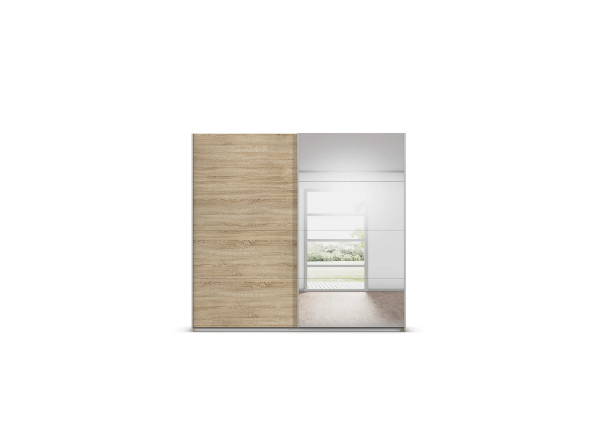 RAUCH Quadra Schwebetürenschrank Eiche mit Spiegelelementen in Braun, B: 315 cm, H: 210 cm - Bild 3
