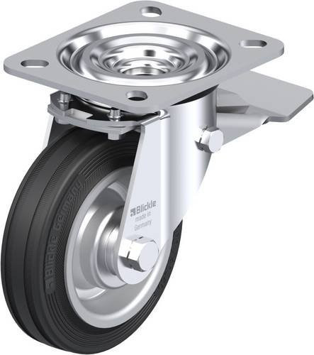 Blickle Lenkrolle L-V 100R-ST mit Feststeller, verzinkter Stahl, Rad-Durchmesser: 100 mm, Tragfähigkeit: 70 kg - Bild 1