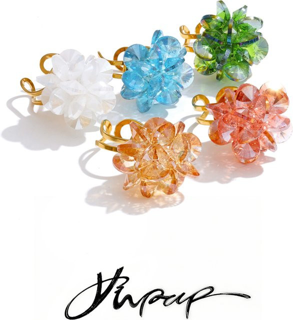 Yhpup Ring, Multi-Color Crystal Ball, Edelstahl, Unisex - Bild 1