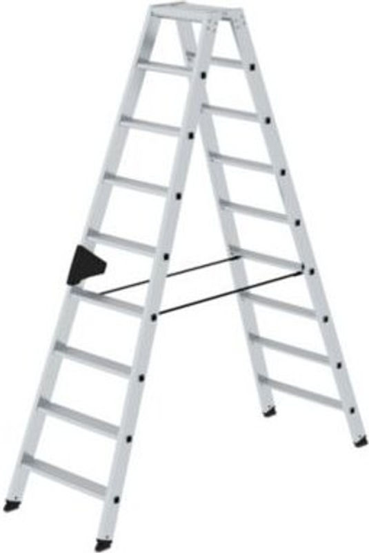MUNK Aluminium-Stehleiter beidseitig begehbar 2x9 Stufen in Silber - Bild 2