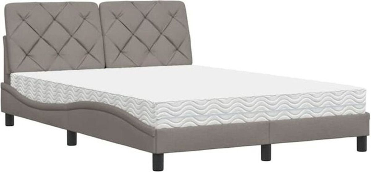 Polsterbett mit Matratze von vidaxl in Taupe meliert, Modernes Bett aus Stoff und Metall, B/T: 140 x 190 cm - Bild 1