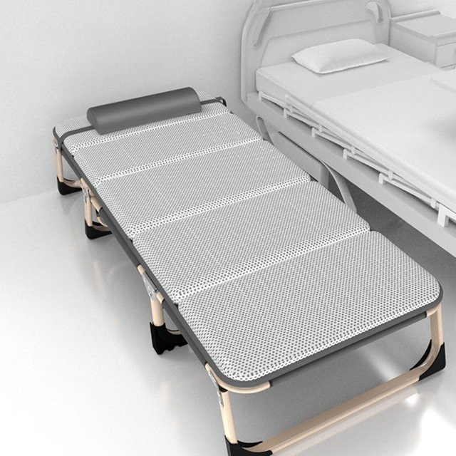 Klappbares Metallbett für eine Person in Grau mit Stoffbezug und modernem Design - Bild 1