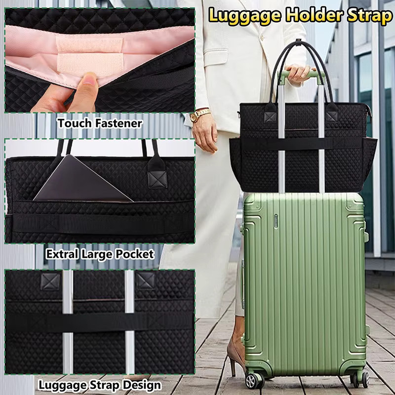 Gesteppte Dokumenten- und Laptoptasche aus Stoff in Schwarz für Lehrer und Berufstätige - Bild 4
