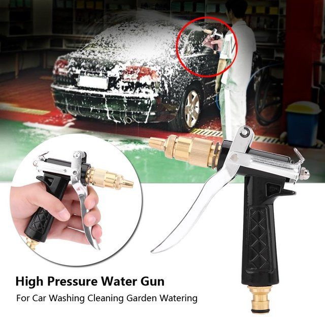 Igeteck Wasserspritzpistole in Schwarz für Autowäsche, Gartenbewässerung und Hochdruckreinigung aus Aluminium, Stahl und Messing - Bild 1