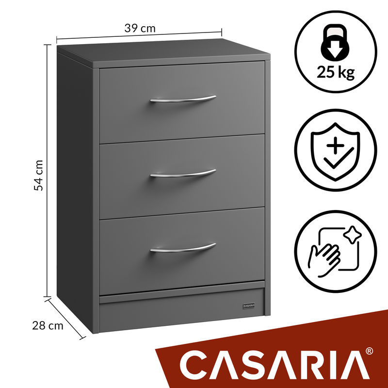 Casaria Nachttisch Eloise in Anthrazit mit integrierter LED-Beleuchtung, B/T/H: 54 x 39 x 28 cm - Bild 3