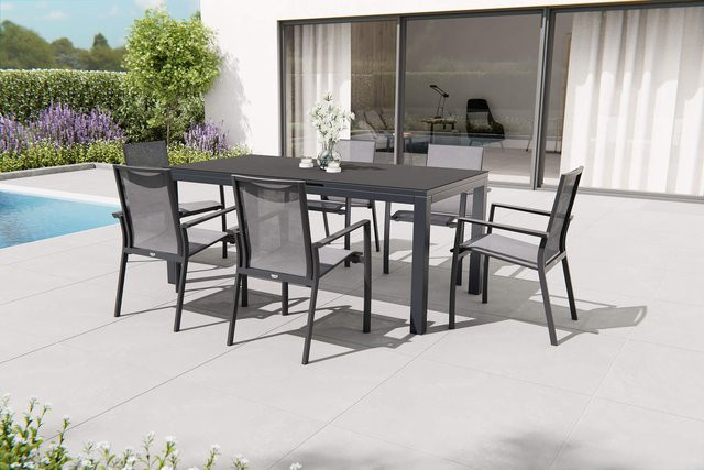 Siena Garden Garten-Essgruppe Miros/Velia aus Aluminium in Anthrazit, ausziehbar und witterungsbeständig, B/T: 180/240 x 90 cm - Bild 1