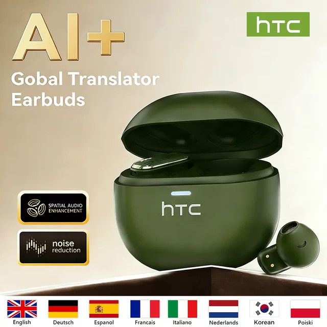 HTC TWS Mini Bluetooth-Ohrhörer mit Rauschunterdrückung und AI Translator in Grün - Bild 1