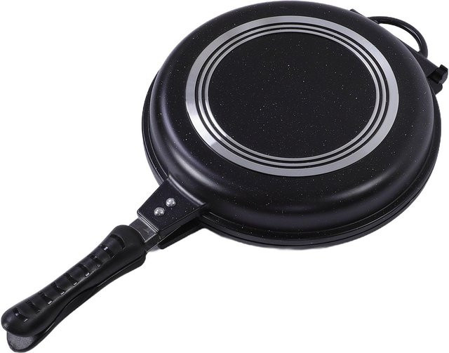 Fishine Doppelseitige Grillpfanne aus Gussaluminiumlegierung mit Antihaftbeschichtung, Rund, Schwarz - Bild 1