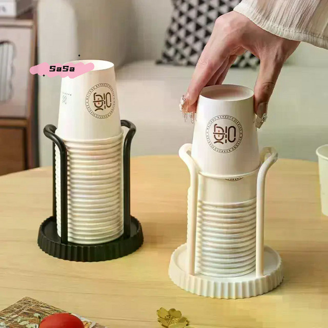 S-Kitchen Pappbecherhalter aus Kunststoff in Weiß, multifunktionaler Desktop-Becherständer für Einwegbecher und Kaffeetassen - Bild 1