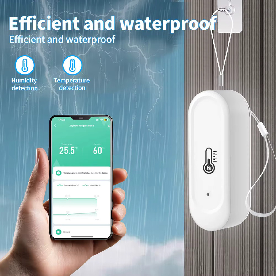 Tuya Zigbee Temperatur- und Feuchtigkeitssensor IP65 Wasserdicht, Smartes Heimthermometer in Weiß, kompatibel mit Alexa und Google Home - Bild 2