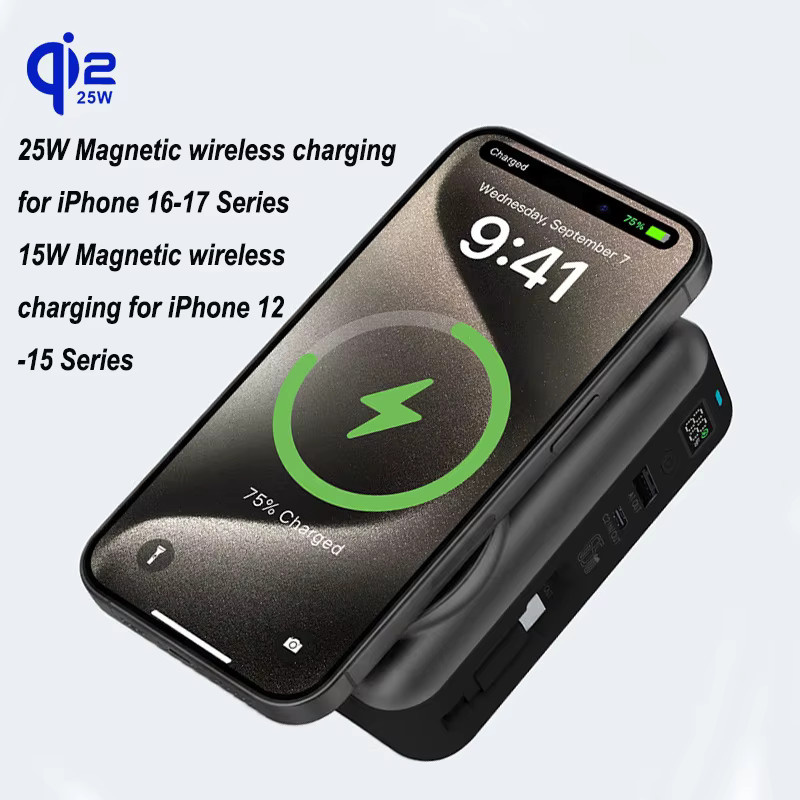 65W GaN USB-C Wandladegerät und 10000mAh Qi2.2 Magnetische Powerbank mit 25W Kabellosem Schnellladen für iPhone, iWatch und Laptop - Bild 4