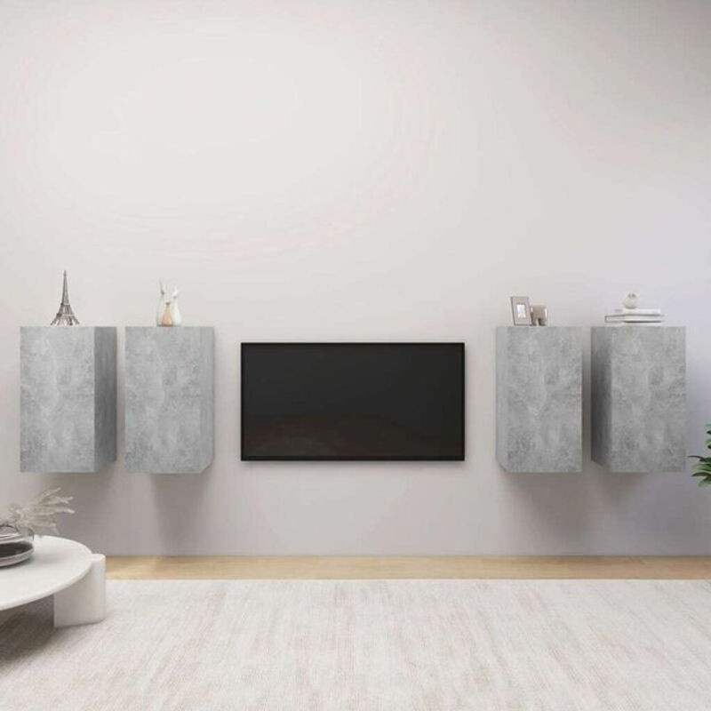 Vidaxl TV-Schränke 4er Set Modern Grau aus Holzwerkstoff B/T/H: 30,5 x 30 x 60 cm - Bild 1