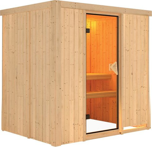 Karibu Sauna Kothla für 3 Personen aus Fichtenholz in Beige, B/T/H: 198 x 151 x 196 cm - Bild 1
