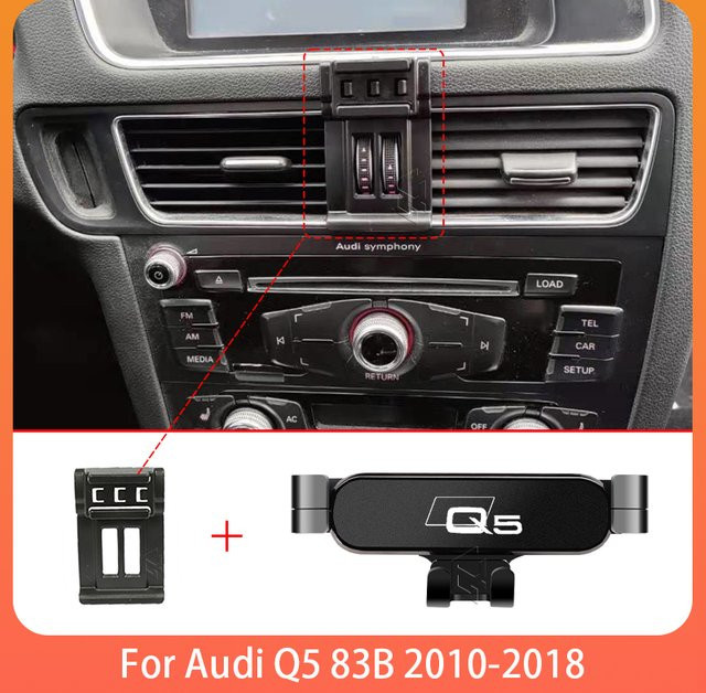 Handyhalterung für Audi Q5 8R (2010-2018) zur GPS-Montierung, Farbe: Schwarz - Bild 1