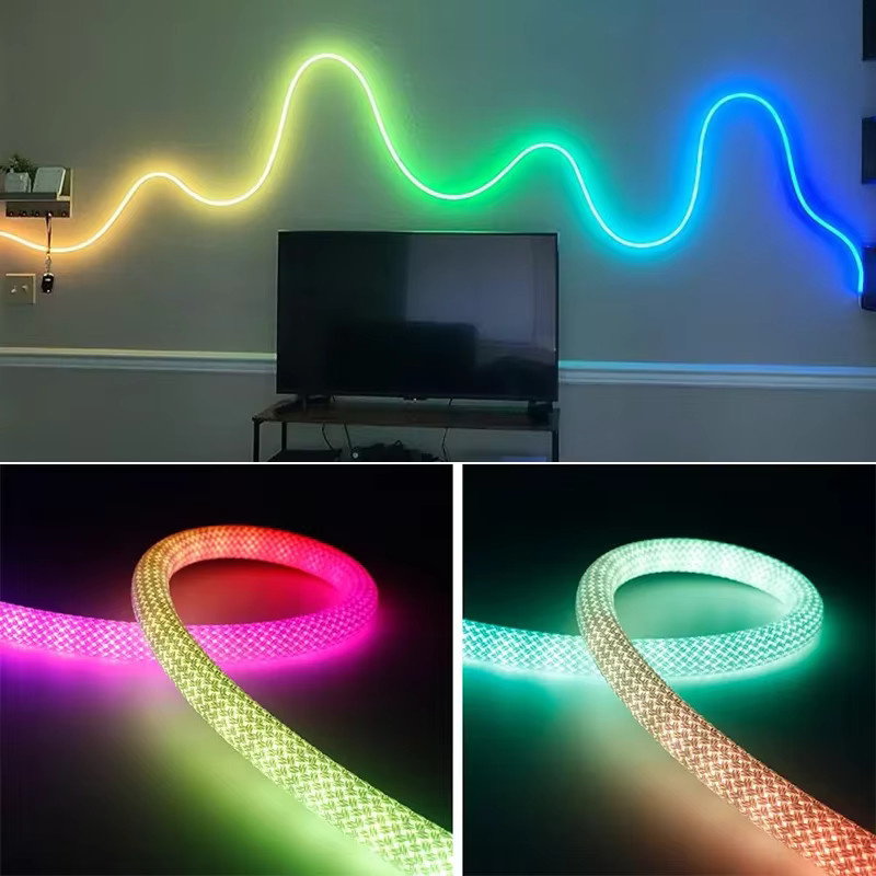 Acosh RGBIC Neon LED-Streifen USB WS2812B Multicolour mit rundem Nylonseil, 60 LEDs/m, 360 Grad omnidirektional, flexibel und schneidbar - Bild 5