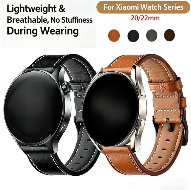 QCTOG Uhrenarmband PU-Leder, brown, 20 22mm, Xiaomi - Bild 1
