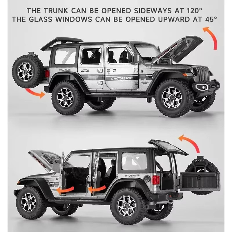 Jeep Wrangler Rubicon Diecast Modellauto 1:22 aus Metall in Rot - Bild 3