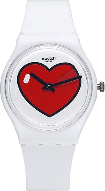 Swatch Armbanduhr, Kunststoff, Rot, Weiß, Unisex - Bild 1