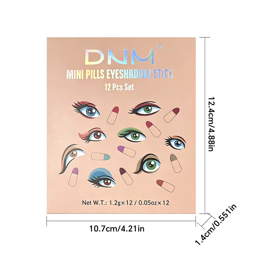 DNM Make-up-Set, 12 Kapsel-Lidschattenstifte, perlmuttartig, glänzend - Bild 5