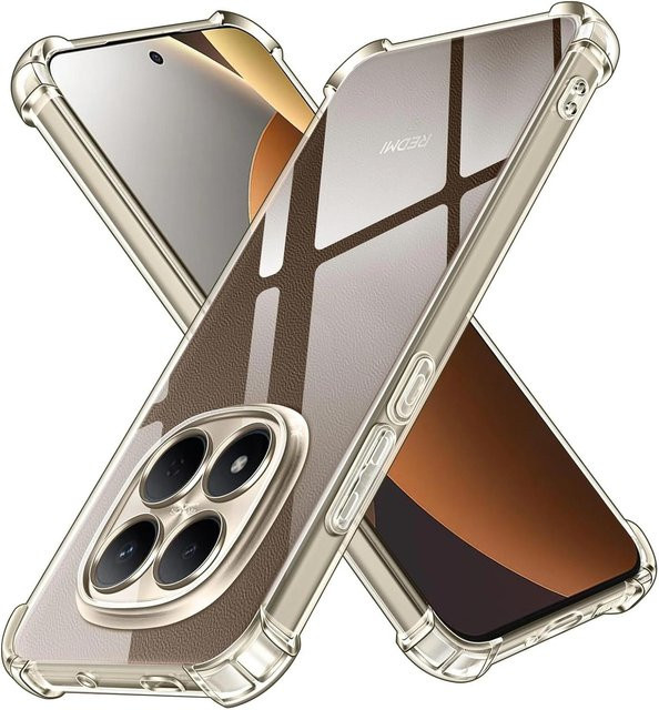 Xiaomi Handyhülle für Redmi Note 15 Pro Plus und Note 15 Pro+ 4G 5G, Anti-Drop Etui mit Vier-Ecken-Schutz und Antirutsch-Funktion, Transparent/Gold - Bild 1