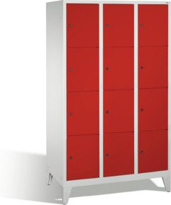 C+P Fächerschrank Classic Garderobe mit 12 Fächern, Front Rubinrot, Korpus Lichtgrau, H x B x T: 185 x 120 x 50 cm - Bild 1