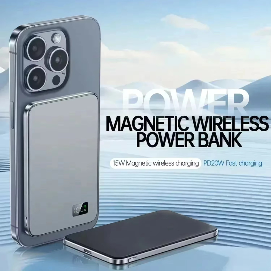 Lenovo MagSafe Powerbank 50000mAh, magnetische kabellose Powerbank mit 22W Schnellladung, Schwarz - Bild 1