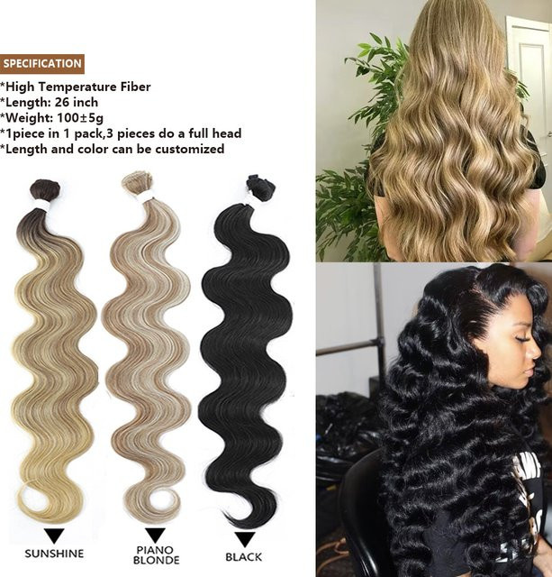 lulalatoo Haar Extensions Synthetische Haar Bundles, Tiefschwarz, Unisex - Bild 1
