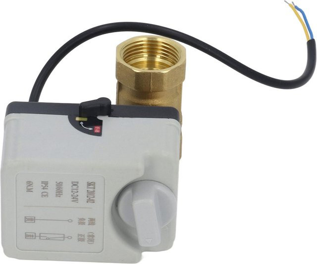 Elektrischer 2-Wege Messing-Kugelhahn DN25 normal geschlossen mit 1 Zoll Rohrgewinde DC12-24V - Bild 1
