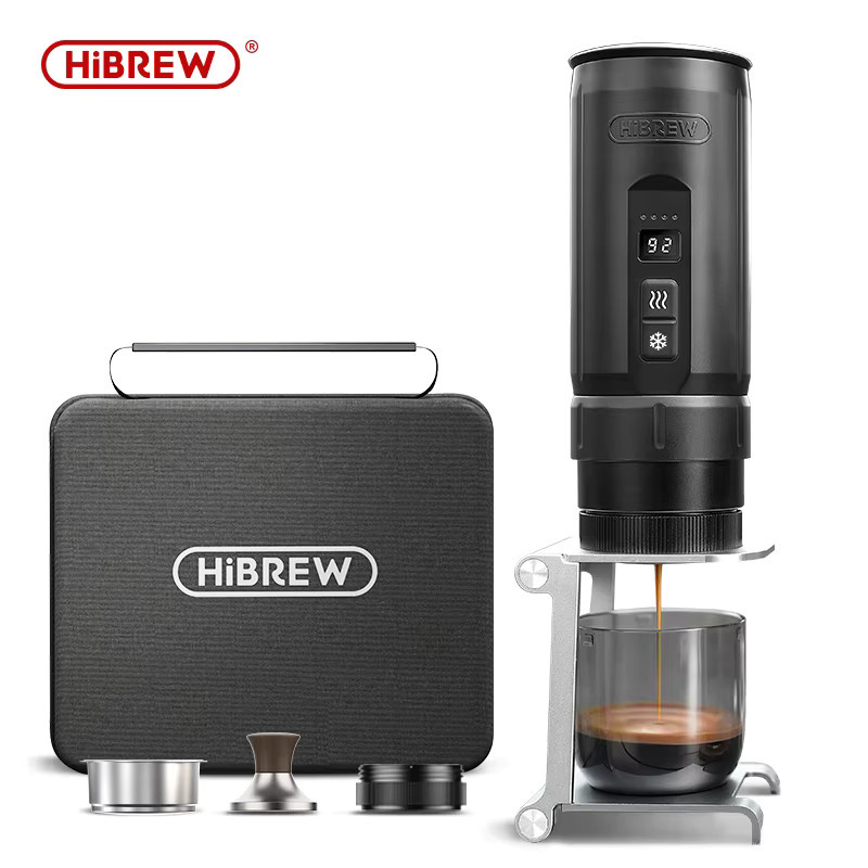 HiBREW H4C Tragbare Espressomaschine in Schwarz mit kabelloser Heizung, abnehmbarer Batterie und bodenloser Extraktion für gemahlenen Kaffee - Bild 6