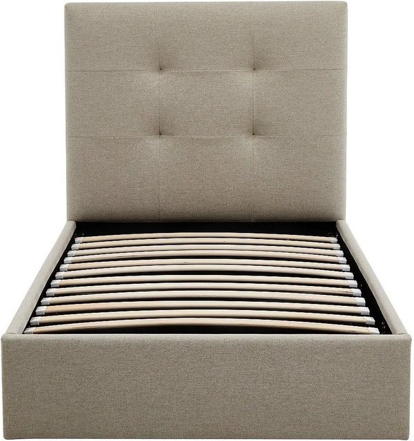 Vente-unique Bett Calinida mit Bettkasten im Art Déco Stil, Farbe Taupe/Beige, B/H: 98 x 201 cm - Bild 1