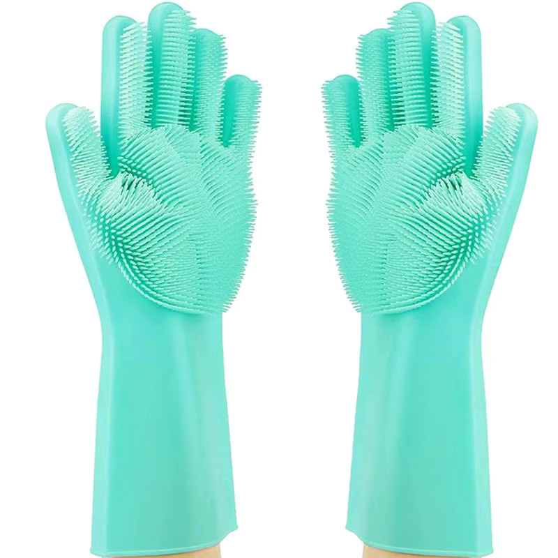 Wikhostar Silikon Spülhandschuhe mit integrierter Bürste für die Küchenreinigung, 1 Paar - Bild 3