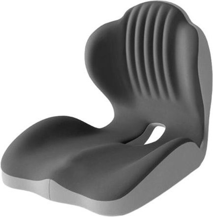 Ergonomisches Honwei Sitzkissen aus Memory-Schaum mit L-förmigem Design und Lendenwirbelstütze, Schwarz/Grau - Bild 1