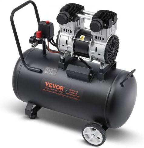VEVOR Luftkompressor mit 15 Gallonen Stahltank, 2 PS, ölfrei, 5,3 CFM @ 90 PSI, max. 125 PSI, ultraleise 78 dB, Schwarz - Bild 1