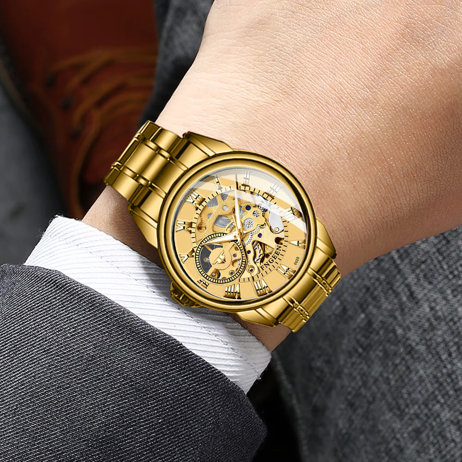 BINBOND Armbanduhr, Automatik, Edelstahl, Gold, Herren - Bild 4